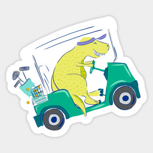 Golf Carting Dino Sticker